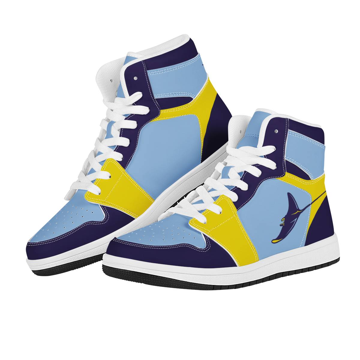 Men's Tampa Bay Rays High Top Leather AJ1 Sneakers 001